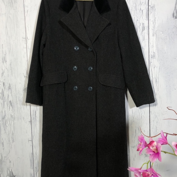 Long Coat Gray 100% Wool Size Large Unbranded EUC - Picture 2 of 8